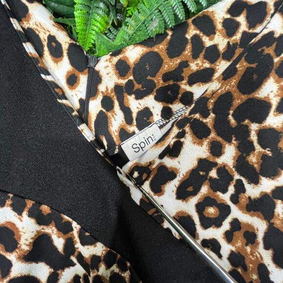 Women Dress Plus 3XL Black Leopard V Neck Sheath Stretch Fitted Spin 0976 - Picture 11 of 12